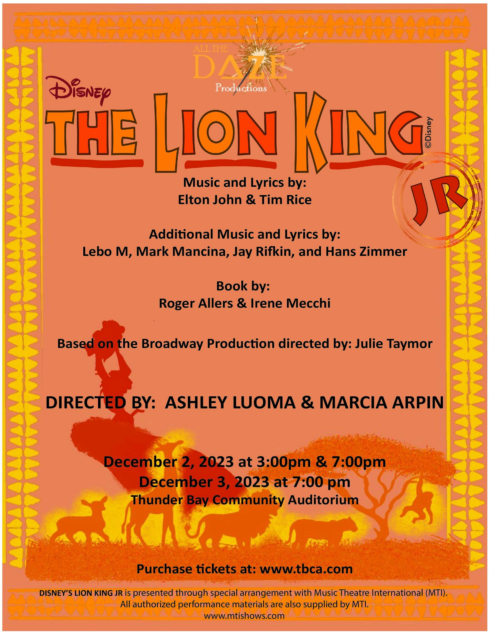 All The Daze Productions Presents The Lion King Jr.